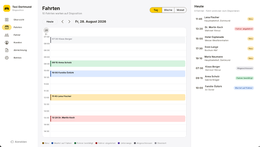LocalTaxi Dashboard Kalender